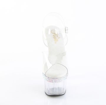 ADORE-708PHRS průhledné sandály zdobené kamínky Pleaser - přední pohled