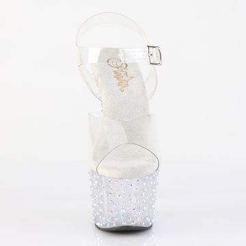 STARDANCE-708 Průhledné sexy sandály s kamínky Pleaser - přední pohled