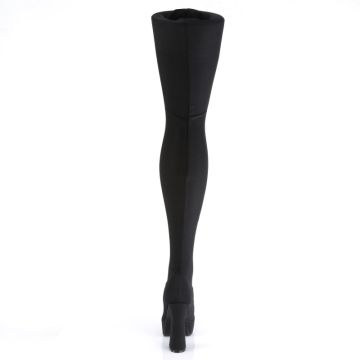 ELECTRA-3000 Černé lycra kozačky Pleaser - zadní pohled ELECTRA-3000 Černé lycra kozačky Pleaser - zadní pohled