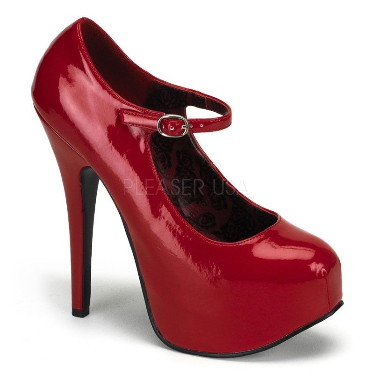 TEEZE-07 Červené lesklé dámské lodičky na podpatku | TEEZE-07 Pleaser