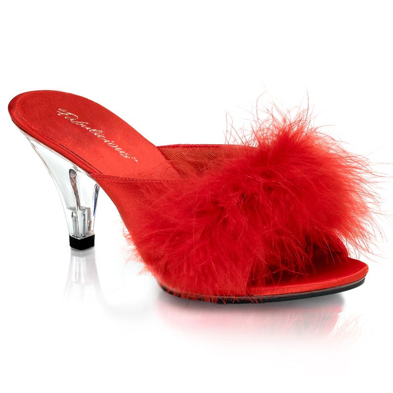 BELLE-301F Sandálky s červeným chmýřím | BELLE-301F Fabulicious