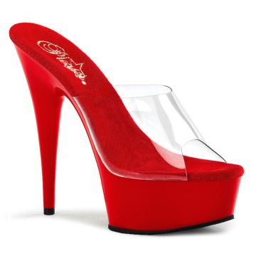 Pantofle na vysokém podpatku DELIGHT-601 Červené sexy Pleaser