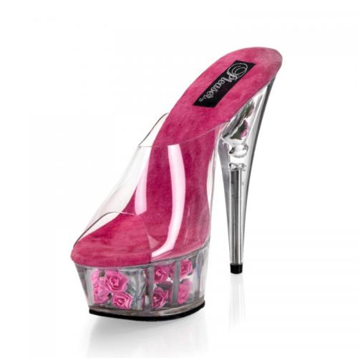 DELIGHT-601FL Sexy pantofle na podpatku a platformě tmavě růžová květy | DELIGHT-601FL Pleaser DELIGHT-601FL Sexy pantofle na podpatku a platformě tmavě růžová květy | DELIGHT-601FL Pleaser