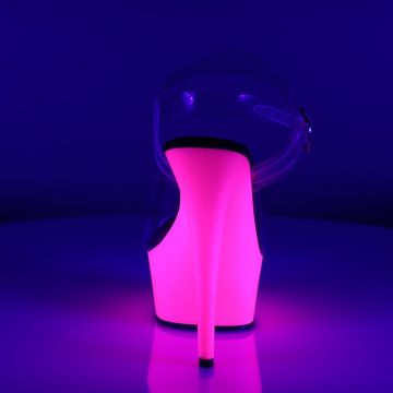 DELIGHT-608UV Svítící růžové boty Pleaser - zadní pohled DELIGHT-608UV Svítící růžové boty Pleaser - zadní pohled