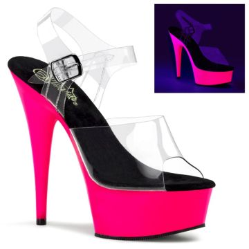 Erotické sandály DELIGHT-608UV Svítící růžové boty Pleaser