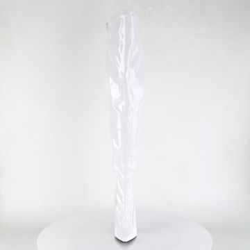 SEDUCE-3000 Bílé erotické kozačky Pleaser - přední pohled