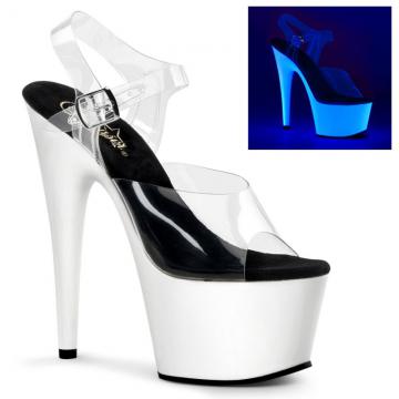 Sandály a páskové boty ADORE-708UV Svítící bílé sexy Pleaser