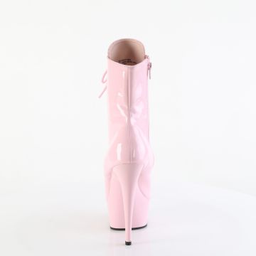 DELIGHT-1020 Růžové kotníčkové kozačky Pleaser - zadní pohled DELIGHT-1020 Růžové kotníčkové kozačky Pleaser - zadní pohled