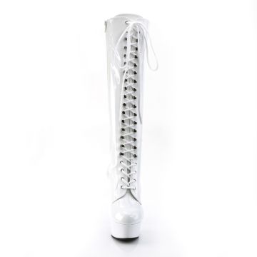 DELIGHT-2023 Bílé sexy kozačky Pleaser - přední pohled DELIGHT-2023 Bílé sexy kozačky Pleaser - přední pohled