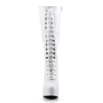 ELECTRA-2020 Bílé kozačky Pleaser - přední pohled ELECTRA-2020 Bílé kozačky Pleaser - přední pohled