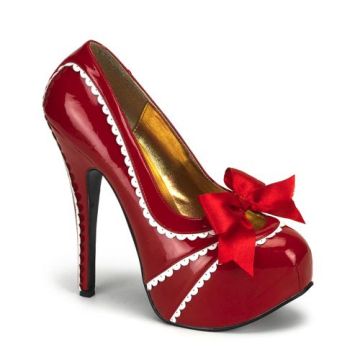 TEEZE-14 Sexy červené retro dámské lodičky na vysokém podpatku a platformě Pleaser