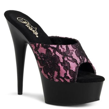 DELIGHT-601LC Sexy boty na podpatku a platformě řůžová/černá krajka Pleaser DELIGHT-601LC Sexy boty na podpatku a platformě řůžová/černá krajka Pleaser