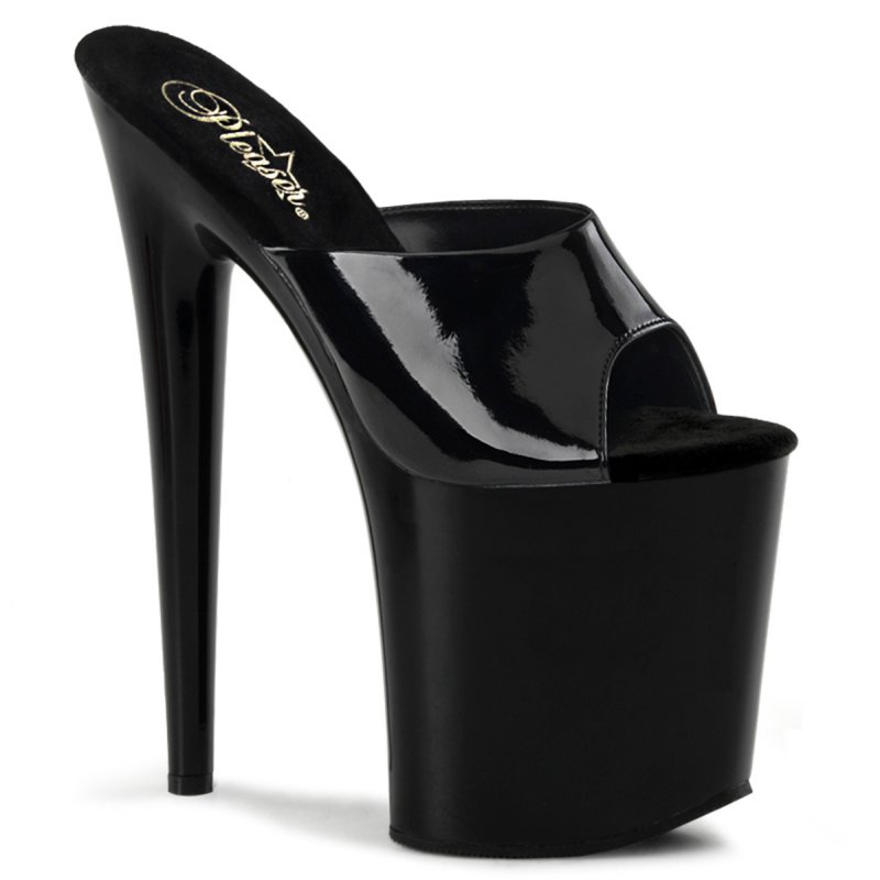 FLAMINGO-801 Černé pantofle Pleaser