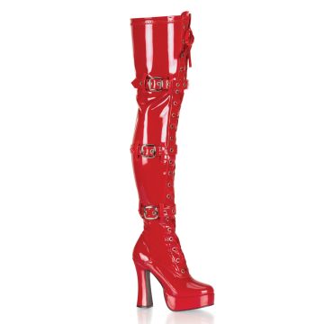 Kozačky na platformě ELECTRA-3028 Červené Pleaser