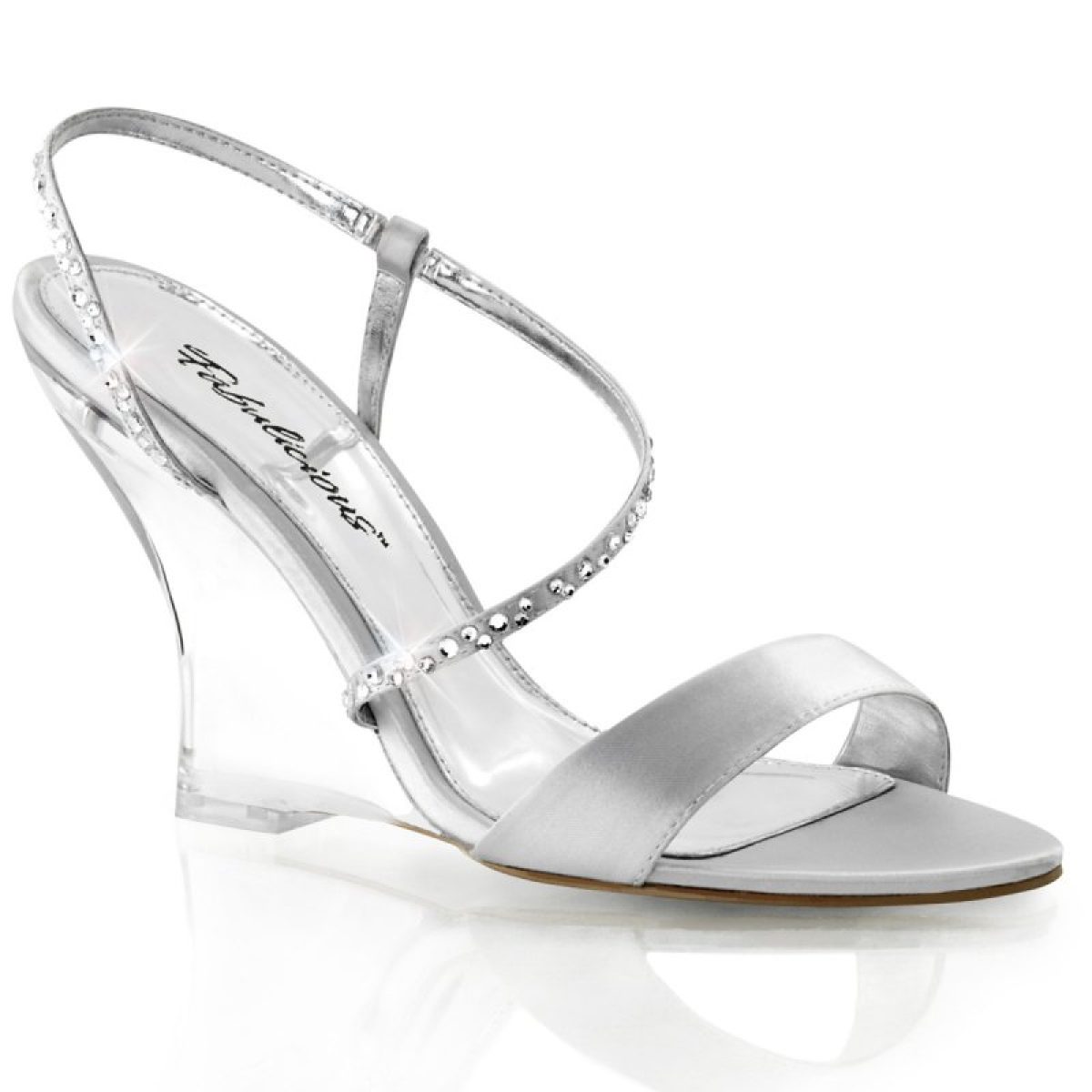 LOVELY-417 Stříbrná společenská obuv na klínu | LOVELY-417 Fabulicious