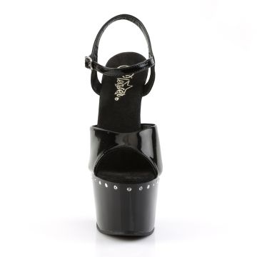ADORE-709LS Černé sexy boty Pleaser - přední pohled ADORE-709LS Černé sexy boty Pleaser - přední pohled