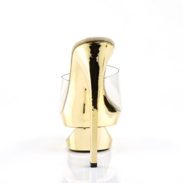 ECLIPSE-601DM Zlaté pantofle na jehle Pleaser - zadní pohled