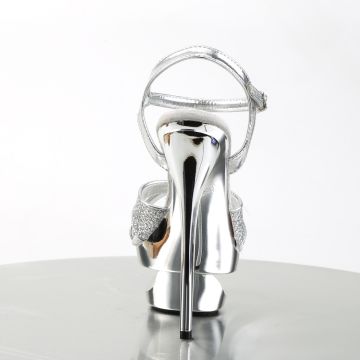 ECLIPSE-619G Stříbrné sandály Pleaser Pleaser - zadní pohled