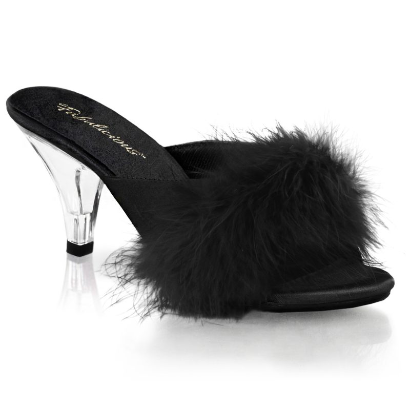 BELLE-301F Sandálky s černým chmýřím | BELLE-301F Fabulicious