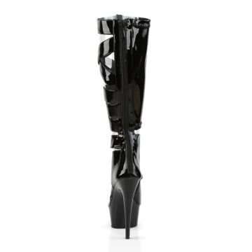DELIGHT-600-49 Páskové sexy kozačky Pleaser - zadní pohled DELIGHT-600-49 Páskové sexy kozačky Pleaser - zadní pohled