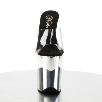 FLAMINGO-801 Stříbrné sexy pantofle Pleaser - přední pohled