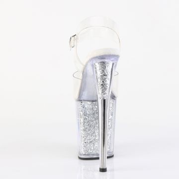 FLAMINGO-808G Stříbrné sexy boty Pleaser - zadní pohled