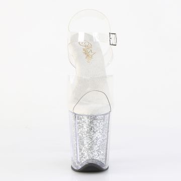 FLAMINGO-808G Stříbrné sexy boty Pleaser - přední pohled