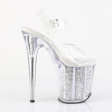 FLAMINGO-808G Stříbrné sexy boty Pleaser - vnější pohled