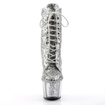 ADORE-1020G Stříbrné go-go kozačky Pleaser - přední pohled