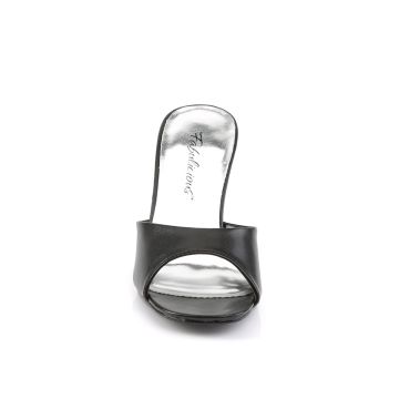 ROMANCE-301-2 Černé pantofle Fabulicious - přední pohled ROMANCE-301-2 Černé pantofle Fabulicious - přední pohled