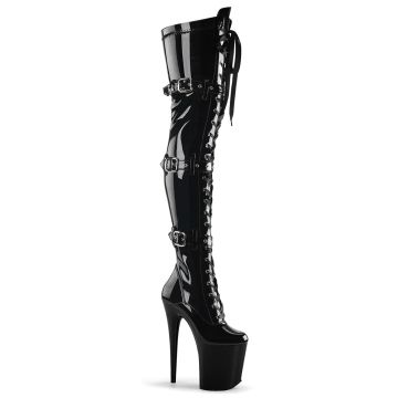 Kozačky pro dominy FLAMINGO-3028 Černé erotické Pleaser