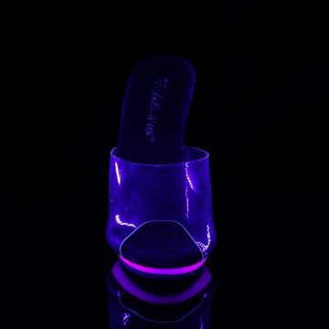 POISE-501UV Fialové svítící pozing pantofle Pleaser - přední pohled POISE-501UV Fialové svítící pozing pantofle Pleaser - přední pohled