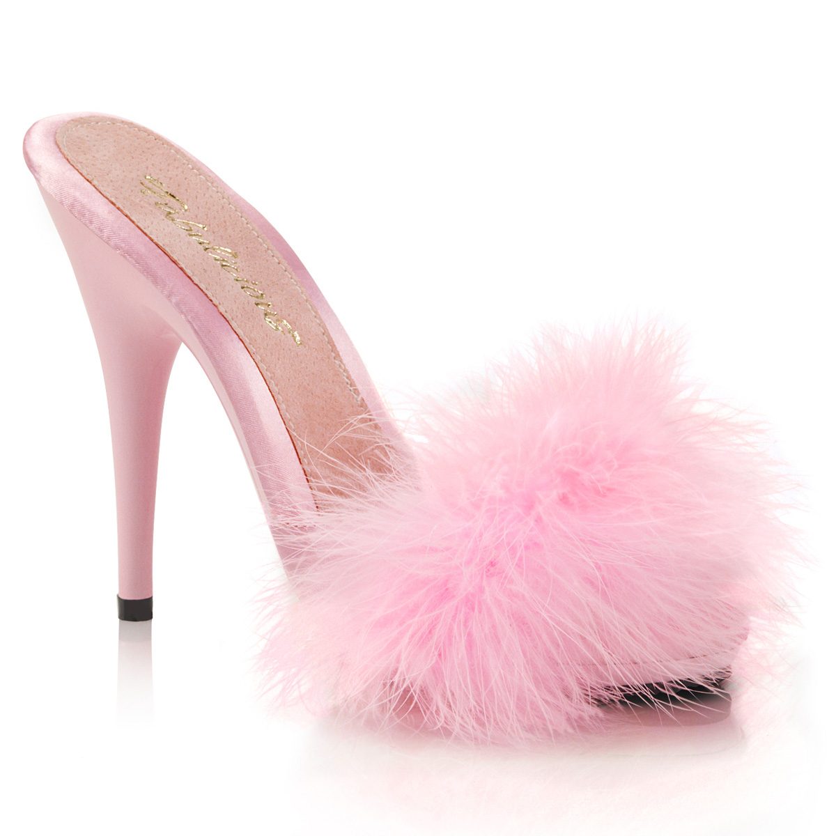 POISE-501F Růžové pantofle s chmýřím | POISE-501F Fabulicious