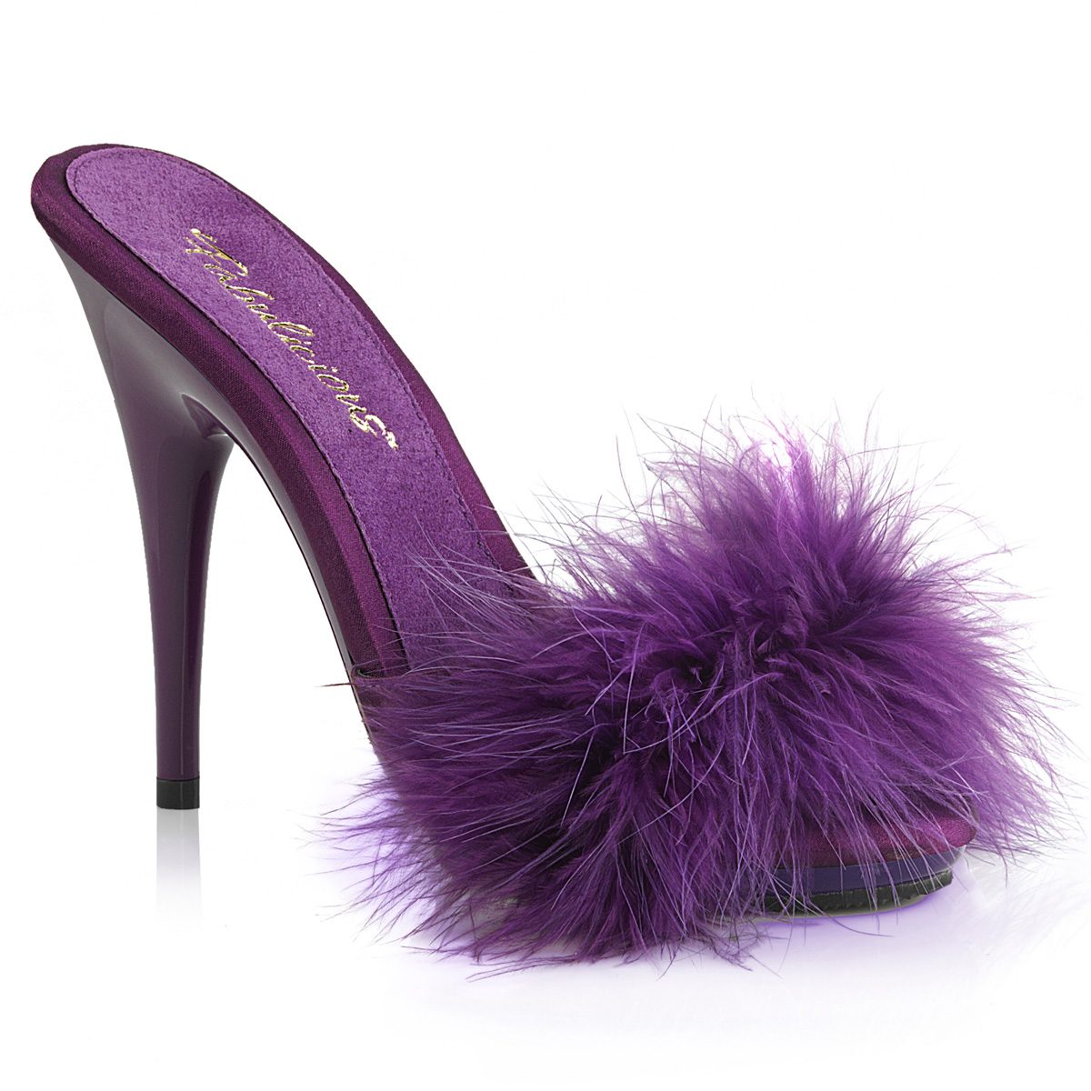 POISE-501F Fialové pantofle s chmýřím | POISE-501F Fabulicious
