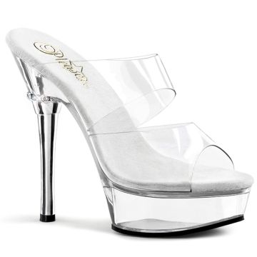 ALLURE-602 Sexy průhledné sandály na kovovém podpatku Pleaser