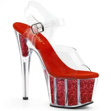 ADORE-708G Červené sandály Pleaser