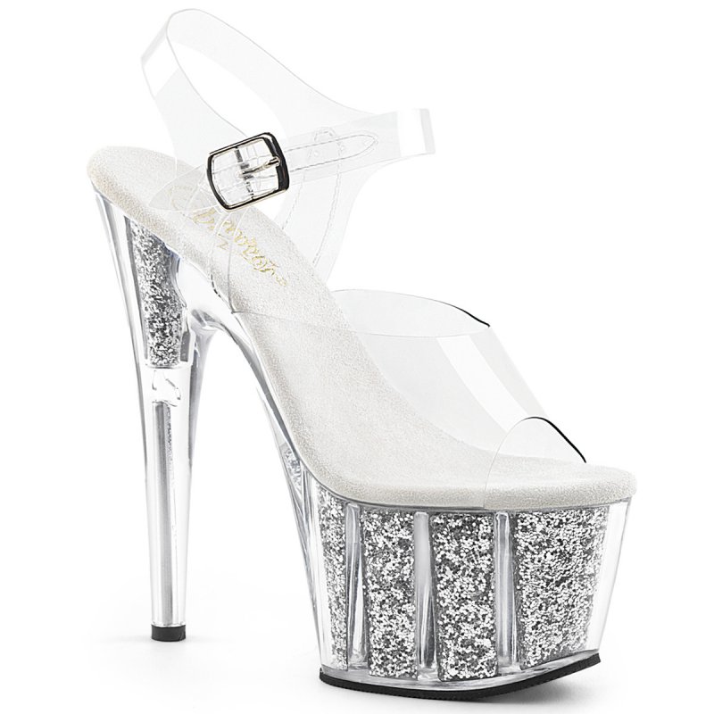 ADORE-708G Stříbrné sandály