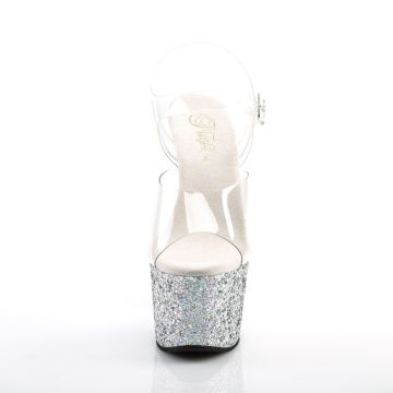 ADORE-708LG Stříbrné sexy boty Pleaser - přední pohled